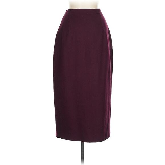 VTG Accento Made In Italy Wool Burgundy Gold Buttons Pencil skirt 8 - Picture 2 of 6